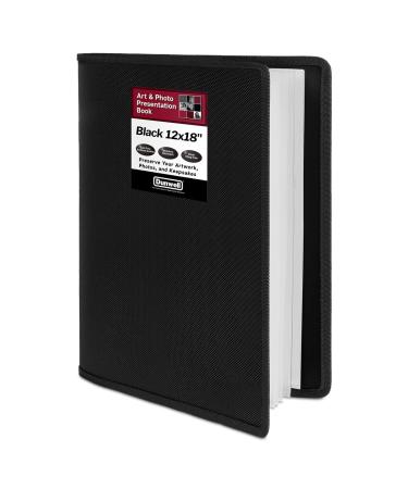 Dunwell 12x18 Art Portfolio - (Black), 12 x 18 Poster Album, Portfolio Folder for Architects & Artists, 18x12 or Arch B Paper Folder Binder with Plastic Sleeves, Acid Free 24 Pocket Display 48 Pages 12x18 Black