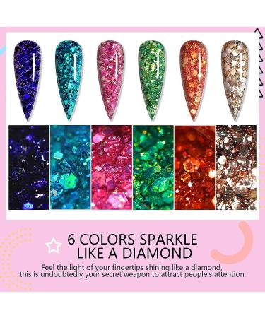 Saviland Glitter Gel Nail Polish Set - 6 Color Big Glitter Kit for Professional Manicure at Home - Buy Online on SooperMarket.com