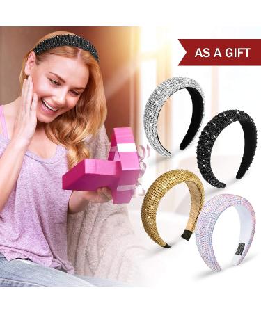 Chuangdi Rhinestone Diamond Crystal Padded Headband Set - 4 Pieces | Bejeweled Hair Accessories for Women and Girls - Buy Online on SooperMarket.com