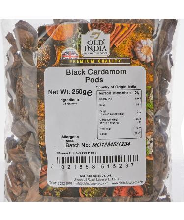 Old India Black Cardamom Pods 250g - Authentic Indian Spice (Pack of 1) - Buy Online on SooperMarket.com