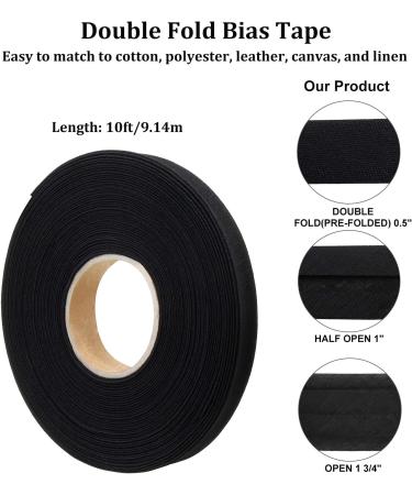 Jetec 1/2 Inch Double Fold Bias Tape - Black 10 Yards | Cotton Bias Binding Tape for Sewing, Quilting, and Piping Projects - Buy Online on SooperMarket.com