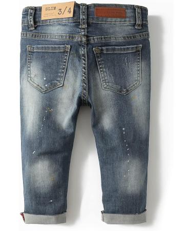 KIDSCOOL SPACE Baby Girl Boy Slim Jeans | Elastic Band | Ripped Denim Pants | 4-5 Years | Dark Blue - Buy Online on SooperMarket.com