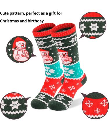 Hysenm Kids Ski Socks - 2 Pairs Warm Long Thick Snow Socks for Boys & Girls - Cotton Christmas Gift - Pattern 3 - X-Small - Buy Online on SooperMarket.com