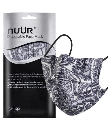 NU R 10pcs Paisley 3 Ply Disposable Face Mask Mask with Filter Layer and Elastic Earloop Retail Sealed Bags PAISLEY-009