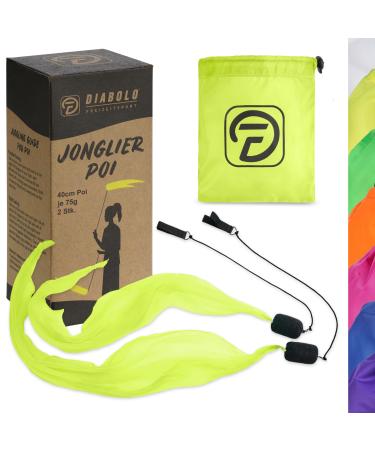 Diabolo leisure sport 40cm UV Leucht Poi in yellow - Angel Wings Spinning Pois.Spiral Pois soft -pois for children - suitable for beginners and professionals