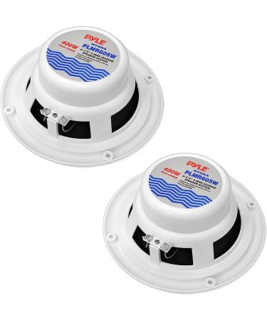 Pyle PLMR605W 6.5 Inch Dual Marine Speakers - 400 Watt Power, Waterproof, Polypropylene Cone, Butyl Rubber Surround - White (1 Pair) - Buy Online on SooperMarket.com