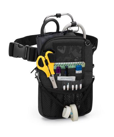 Trunab Vet Nurse Pouch with Multiple Pockets Nurse Waist Bag Fanny Pack with Adjustable Waist Strap for Stethoscope Scissors and Other Medical Supplies Black - Patented Design Black 1