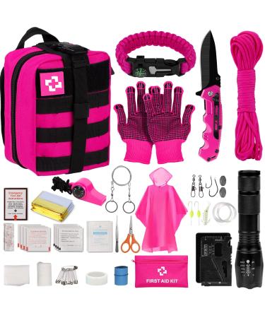 Vioview Emergency Survival Kit and First Aid Kit, Professional Survival Gear and Equipment with Tactical Molle Pouch, Gifts for Women Outdoor Adventure Camping Hiking Hunting
