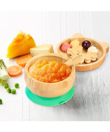 Suction Bowl Set for Babies & Toddlers | Bamboo Wood Feeding Bowl with Lid & Spoon | Stay Put Tableware for Easy Cleaning | Ideal for Weaning Journey - Buy Online on SooperMarket.com
