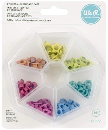 We R Memory Keepers 0633356603849 Storage Crop-A-Dile-Eyelets and Case-Bright (141 Pieces)
