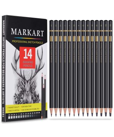 MARKART Professional Drawing Sketching Pencil Set - 14 Pieces,Graphite,(12B - 4H), Ideal for Drawing Art, Sketching, Shading, Artist Pencils for Beginners & Pro Artists