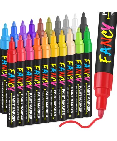 IVSUN Paint Pens Paint Markers  20 Colors Oil-Based Waterproof Paint Marker Pen Set  Never Fade Quick Dry and Permanent  Works on Rocks Painting  Wood  Fabric  Plastic  Canvas  Glass  Mugs  DIY Craft