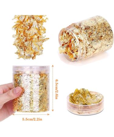 Gold Leaf Gilding Resin Flakes 3 Bottles Metallic Foil 15g - Craft Supplies for Painting, Crafts, Slime, and Resin Jewelry Making - Gold, Silver, Copper Colors - Buy Online on SooperMarket.com