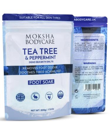 Foot Soak with Tea Tree Oil and Dead Sea Salt - Made in UK Helps Treat Nail Fungus and Athletes Foot Exfoliating Foot Soak for Hard Skin Foot Spa Bath Antifungal Feet Soak for Sore Tired Feet-500g
