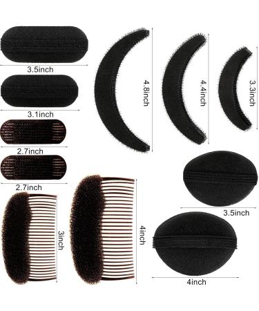 11-Piece Women's Sponge Hair Bump Up Inserts & Clips for DIY Hairstyles - Black/Brown - Buy Online on SooperMarket.com