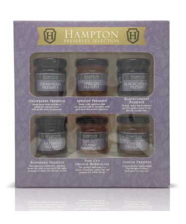 Hampton's Jam Preserves Gift Box Selection Containing 6 x 42g Resealable Assorted Mini Jars