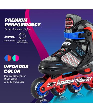 2PM SPORTS Adjustable Kids Inline Skate | Red & Black Roller Blades for Boys and Girls | Beginner Skates | Large-Youth (4Y-7Y US) - Buy Online on SooperMarket.com