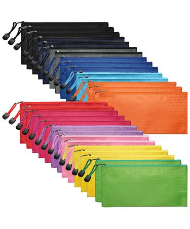 LABUK 29pcs Zipper Pencil Pouches, Small Zipper Pencil Bags, Waterproof Pencil Cases, for Office Travel Cosmetics 12 Colors