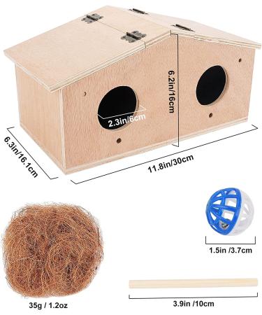PetNanny Parakeet Nesting Box with Bamboo Bird's Nest & Coconut Shreds - Birdhouse Kit for Breeding & Playtime | Ideal for Parrots, Swallows, and Small Birds - Buy Online on SooperMarket.com