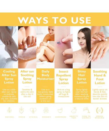 Organic Aftersun lotion insect repellent natural After Sun cooling lotion aloe vera jojoba natural aftersun spray lotion insect repellent after sun moisturiser vegan animal and paraben free - Buy Online on SooperMarket.com