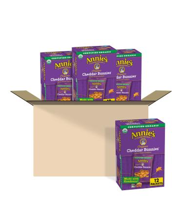 Annie's Organic Cheddar Bunnies Baked Snack Crackers 12 oz 12 ct (Pack of 4)