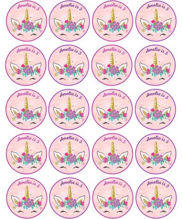 edible 20 x Unicorn Birthday Personalised cupcake toppers uncut (ICING PAPER) - Buy Online on SooperMarket.com