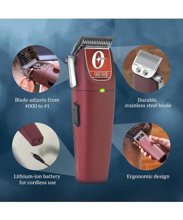 Oster Professional Cordless Hair Clippers Set - Fast Feed Burgundy 9 Piece for Barbers & Hair Cutting - Buy Online on SooperMarket.com