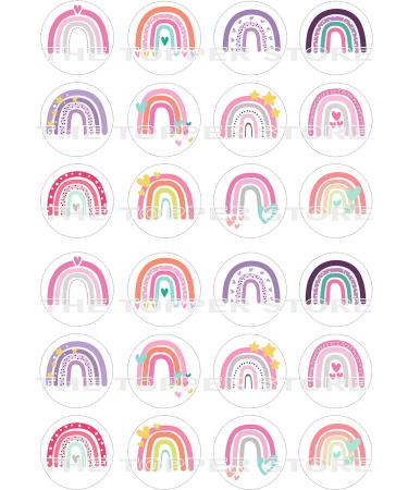 24 edible PRE CUT Rainbow Rainbows kids childrens party decoration cupcake toppers on wafer rice paper - Buy Online on SooperMarket.com