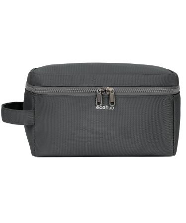 Ecohub Water-Resistant Travel Toiletry Bag Wet and Dry Separation Wash Bag for Men Women Dopp Kit Shaving Bag Recycled PET Wide-Open Zipper Pouch Travel Toiletries Bag for Men Women(Grey)