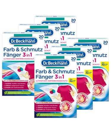 Dr.Beckmann color and dirt catcher 3in1 |Color feasts for ultimate discoloration protection |With extra color and fiber care |6x 20 towels 6 Pack