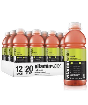 Vitaminwater Refresh, Tropical Mango Flavored, Electrolyte Enhanced Bottled Water with Vitamin b5, b6, b12, 20 Fl Oz (Pack of 12) refresh tropical mango 20 Fl Oz (Pack of 12)