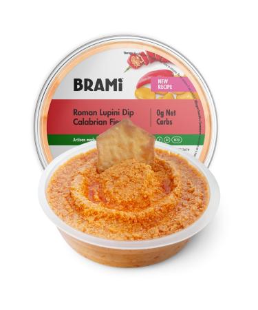 BRAMI Keto Lupini Bean Dip Spread & Hummus  0g Sugar 0g Net Carbs  Keto Vegan Vegetarian Mediterranean Non-Perishable Shelf-Stable Low Carb Low Calorie  10oz (Calabrian Pepper 4 Count)