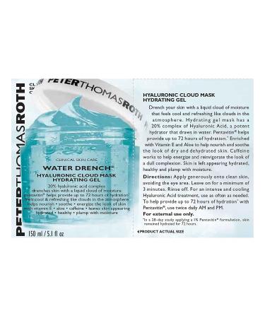 Peter Thomas Roth Water Drench Hyaluronic Cloud Mask: Hydrating Gel for 72-Hour Moisture with Hyaluronic Acid - Buy Online on SooperMarket.com