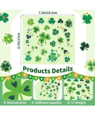 340 Pcs Shamrock Glitter Body Jewelry Stickers | St. Patrick's Day Accessories | Glitter Face & Clover Stickers for Women | Parade Party Favors & Decorations - Buy Online on SooperMarket.com