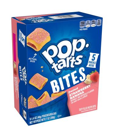 Pop-Tarts Baked Pastry Bites, Kids Snacks, School Lunch, Frosted Strawberry Banana (5 Boxes, 25 Pouches)