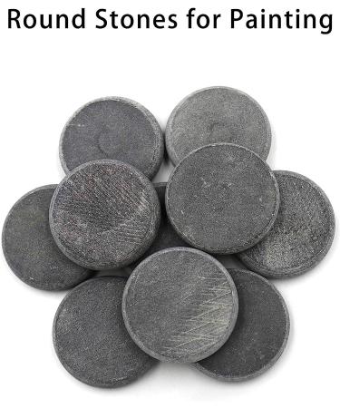10 Round Basalt Stones for Rock Painting - 5.2cm Diameter, Natural Canvases for Mandala Art - Buy Online on SooperMarket.com