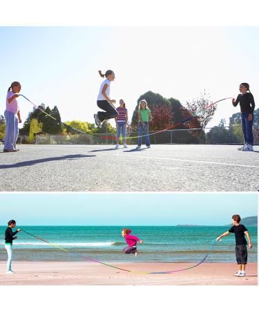 Qetlavee 5m Jump Rope for Multiplayer Fun | Adjustable Wooden Grip | 7 Color Rainbow for Kids & Children - Buy Online on SooperMarket.com
