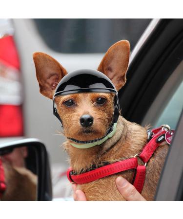 Dog & Cat Motorcycle Helmet - Safety Hard Hat for Pets 17lb-27lb | Black Outdoor Protection - Buy Online on SooperMarket.com