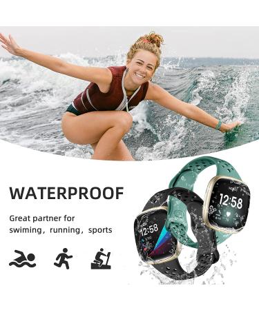Laffav Slim Soft Silicone Sport Bands for Fitbit Versa 3 & Sense - Small, Black/Pine Green/Purple/Blue Gray - Men and Women Replacement Wristband - Buy Online on SooperMarket.com