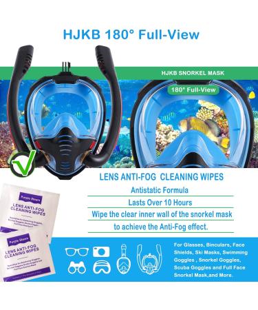 Full Face Snorkel Mask with Anti-Fog Wipes | 180 Panoramic HD View | Anti-Leak Dry Top Set for Snorkeling | Adults & Kids | Black & Blue | Large-X-Large - Buy Online on SooperMarket.com