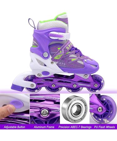 PETUOL Kids Adjustable Roller Skates | Full Light Up Wheels | Girls & Ladies Small Size (11J-1) - Buy Online on SooperMarket.com