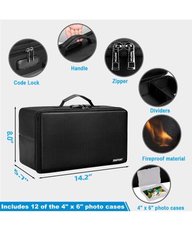 ENGPOW Fireproof Photo Storage Box with Lock - Organize & Protect Valuables, Portable Collapsible Container for Photos & Pictures + 12 Inner Cases - Buy Online on SooperMarket.com