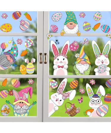 HPNIUB Easter Window Decoration Self-Adhesive with Bunny Eggs Spring Easter Window Clings to Stickers Rabbit Easter Eggs for Display Cabinets Window Decoration for Shop Windows Glass Decor Colourful C - Buy Online on SooperMarket.com