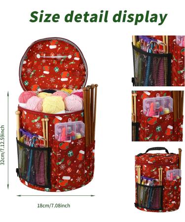 Qukou Yarn Storage Portable Bag - Red | Knitting Projects Organizer for Yarns, Crochet Hooks, and Needles - Buy Online on SooperMarket.com