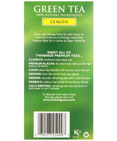 Twinings Lemon Green Tea - 20 Count | Refreshing Herbal Blend - Buy Online on SooperMarket.com