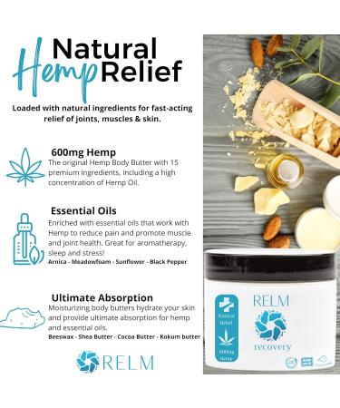 Relm RECOVERY Arnica Hemp Cream with Arnica Extract - 2 oz All Natural Hemp Oil Lotion for Lower Back, Knee Joints, Muscles - Buy Online on SooperMarket.com