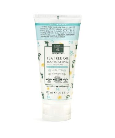 Earth Therapeutics Tea Tree Oil Foot Balm -Australian Tea Tree Oil Combined with Aloe Vera & Chamomile  Hydrates, Softens & Conditions Dry Cracked Feet, Heel and Calluses  Soothe Irritated Skin 6 Oz 6 Fl Oz (Pack of 1)