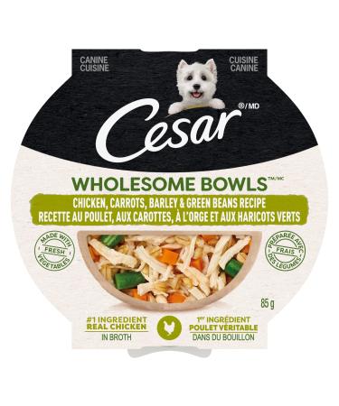 CESAR Wholesome Bowls Wet Dog Food Chicken Carrots Barley & Green Beans 85g Pack of 10 Chicken Carrots & Green Beans 85 g (Pack of 10)