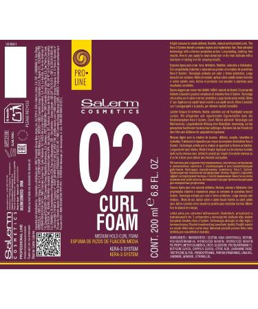 SALERM - Curly Hair Foam - Pro Line Curl Foam 02-200 ml - Creates Defined Natural and Flexible Curls - with 3 Types of Keratin - Repairs and Hydrates Hair - with UV Sun Filter - Buy Online on SooperMarket.com