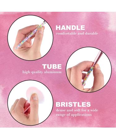 Expressions 5pc Sprinkle Confetti Makeup Brush Set - Pink Rainbow Handles Dense Bristles | Premium Makeup Brushes for Perfect Application - Buy Online on SooperMarket.com